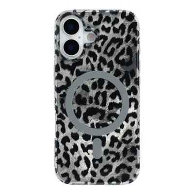 Funda para iPhone 16 Compatible con MagSafe Impresión de Leopardo IMD Funda de Teléfono TPU PC - Estilo C