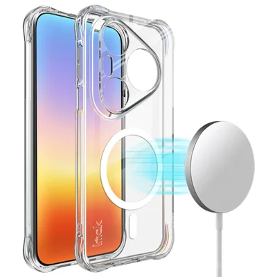 IMAK pour Huawei Pura 90 Pro Max Étui Magnétique Antichoc avec Coussin d'Air TPU de Protection - Transparent