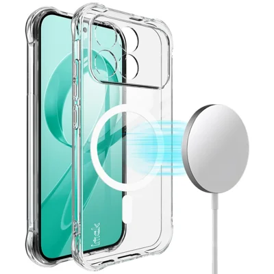 IMAK for Xiaomi Redmi K90 5G  /  Poco F8 Pro 5G Magnetic Case Airbag Shockproof Protection TPU Phone Cover - Transparent