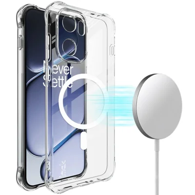 IMAK for OnePlus Ace 6 5G  /  Ace 6T 5G  /  15R 5G Magnetic Case Airbag Shockproof Protection TPU Phone Cover - Transparent