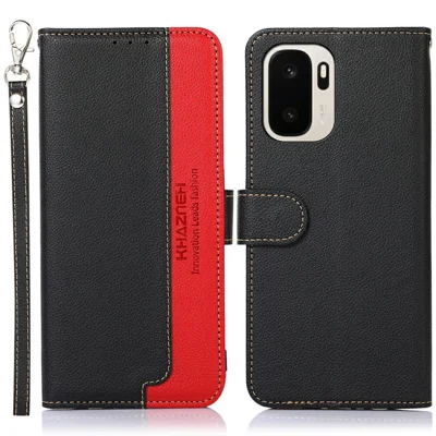 KHAZNEH Für OnePlus Ace 6 Ultra 5G Hülle RFID-Schutz Geldbörse Leder-Optik PU-Leder-Handyhülle mit Strap - Schwarz