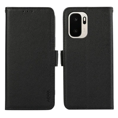 ABEEL Für OnePlus Ace 6 Ultra 5G Tasche Leder-Optik mit Litschi-Struktur RFID-Schutz Handyhülle - Schwarz