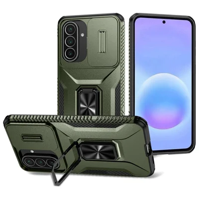 Cover per Samsung Galaxy A57 5G Camshield con Supporto TPU + PC Antiscivolo - Verde