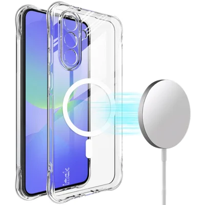 IMAK for Samsung Galaxy A36 5G Magnetic Case Airbag Shockproof Protection TPU Phone Cover - Transparent