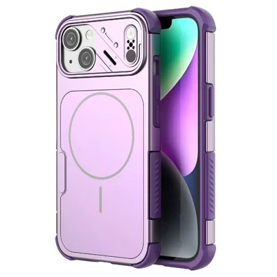 Für iPhone 14 Hülle stoßfest Airbag PC+TPU Handyhülle kompatibel mit MagSafe - Lila