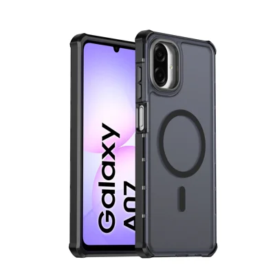  For Samsung Galaxy A07 5G / Galaxy A06 4G / Galaxy A06 5G / Galaxy A07 4G Magnetic Case Electroplated Frame Skin-touch TPU+PC Phone Cover - Black