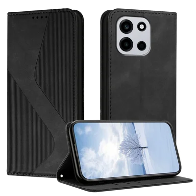 Funda de cuero con textura táctil para OnePlus Nord 6 5G, carcasa con billetera y soporte, color negro