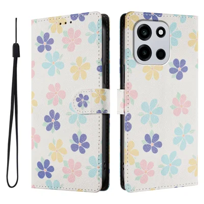  For OnePlus Nord 6 5G-hoesje Patroonprint PU-leer portemonnee telefoonhoes met polsbandje - Kleurrijke bloemen