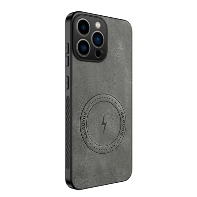 WANLONFENG för iPhone 16 Pro SD1-serie Magnetisk Skärm Nappastruktur PC TPU Hölje - Grå
