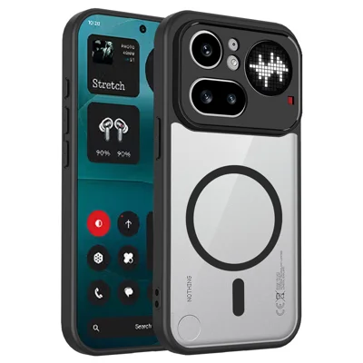 For Nothing Phone (4a) Pro Magnetic Case Transparent PC + TPU Shockproof Skin-friendly Phone Cover - Black
