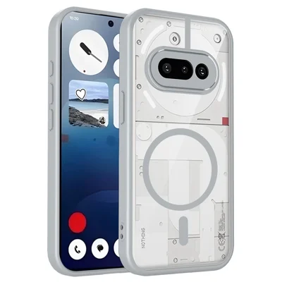 For Nothing Phone (3a) Magnetic Case Transparent PC + TPU Shockproof Skin-friendly Phone Cover - Grey