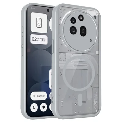 For Nothing Phone (3a) Pro Magnetic Case Transparent PC + TPU Shockproof Skin-friendly Phone Cover - Grey