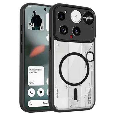 For Nothing Phone (3) 5G Magnetic Case Transparent PC + TPU Shockproof Skin-friendly Phone Cover - Black