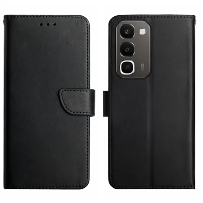 غطاء لهاتف Realme C100 4G من جلد البقر الأصلي مع قشرة نابا - أسود