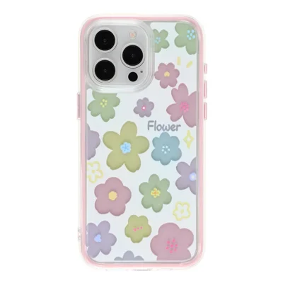 For iPhone 15 Pro Case Colorful Floral Pattern Soft TPU Shockproof Phone Cover - Pink