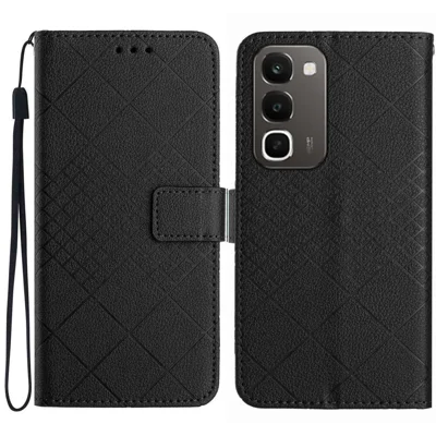 غطاء لهاتف Realme C100 4G، محفظة بطباعة من جلد PU قابل للطي من نوع فوليو - أسود