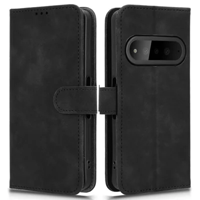 For SoftBank Natural AI Phone Leather Case Skin Feel Anti Drop Wallet Stand Flip Phone Cover - Black