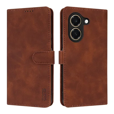 AZNS For Honor Play 80 Plus 5G Case PU Leather Wallet Phone Cover - Brown