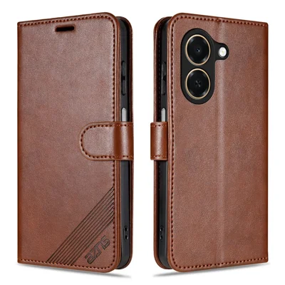 AZNS For Honor Play 80 Plus 5G Case Anti-Scratch PU Leather Stand Wallet Phone Cover - Brown