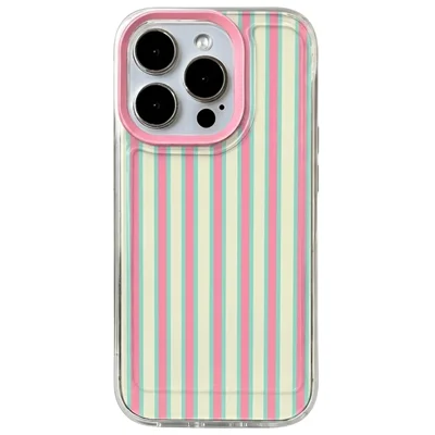 For iPhone 12 mini Case Stripe Pattern PC + TPU Slim Fit Shockproof Phone Cover - Pink