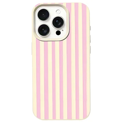 For iPhone 12 / 12 Pro Case Vertical Stripe TPU Slim Protective Phone Cover - Yellow + Pink