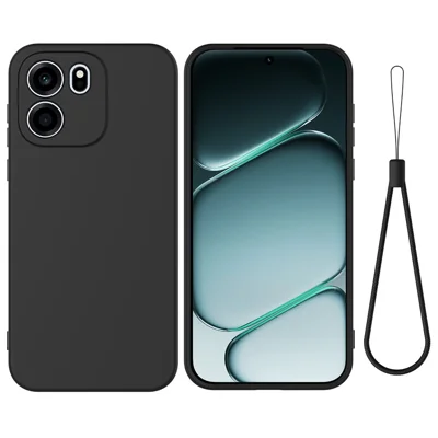 Voor OnePlus Nord CE6 5G Vloeibaar Siliconen Hoesje Telefoon Achterkant met Handgreep - Zwart
