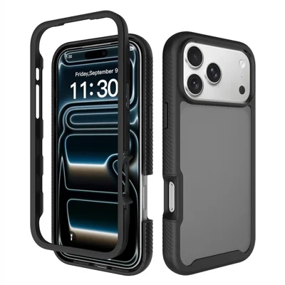 Etui na iPhone 17 Pro Max Przezroczyste matowe antyodblaskowe PC + TPU 2 w 1 Ochrona telefonu - Czarny
