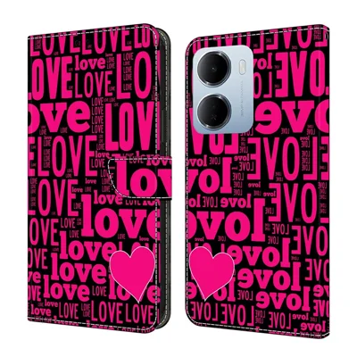 Wallet Case For Xiaomi Redmi 15a 5G / R70 5G / R70m 5G Pattern Printing PU Leather Flip Stand Phone Cover - LOVE