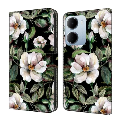 Wallet Case For Xiaomi Redmi 15a 5G / R70 5G / R70m 5G Foldable Stand Pattern Printing PU Leather Flip Phone Cover - Large Flower