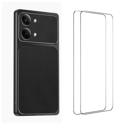 WANLONFENG für Xiaomi Poco X8 Pro Max 5G / Xiaomi Redmi Turbo 5 Max 5G XYP Serie Hülle Lammfell-Textur PC TPU Präzise Aussparungen Handyhülle mit 2 Stk. gehärtetem Glasfolie - Schwarz