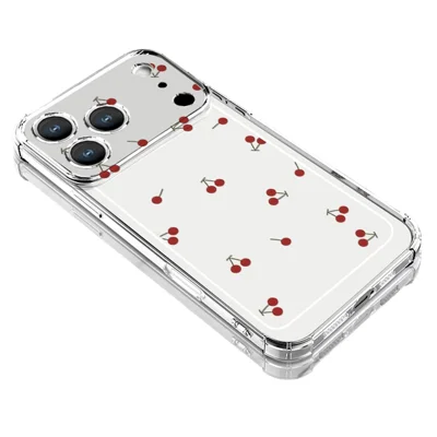 For iPhone 17 Pro Max Case Cherry Pattern Four Corner Protection Clear TPU Phone Cover - Cherry