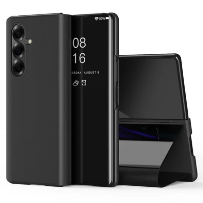 غطاء جلد للهاتف قابل للطي مع حامل لهاتف Samsung Galaxy Z Fold8 واقي بالكامل - أسود