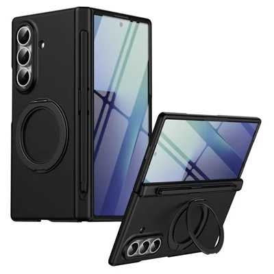 Til Samsung Galaxy Z Fold8 Drejelig Stand PC Telefonbeskyttelse med Hårdnet Glasfilm / Stylus - Sort