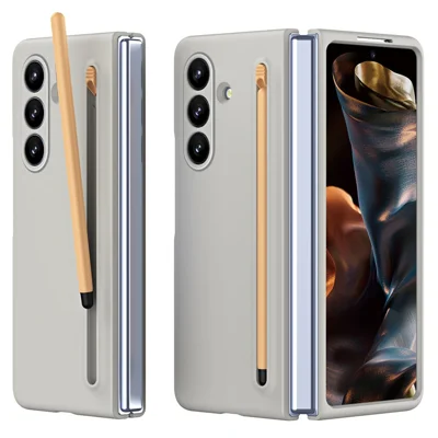 For Samsung Galaxy Z Fold8 Ultra Phone Case Hard PC Back Cover with Tempered Glass Film / Stylus - Light Grey
