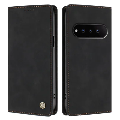  For Natural AI Phone Case HX RFID Blocking Wallet Stand Leather Flip Phone Cover - Black