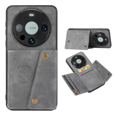 Til Huawei Mate 80 / 80 Pro Champion Edition hylster med kortpladser, stander og læder + TPU telefonbeskyttelse - Grå