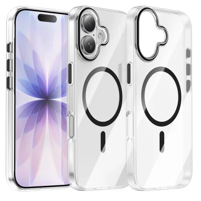  For iPhone 17 Clear Magnetic Case PC Anti Drop Phone Back Cover Compatible with MagSafe - Sort