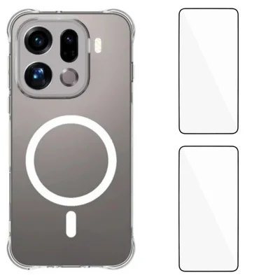 WANLONFENG para Oppo Find X9 Pro 5G Série WL1 Capa Magnética Transparente de 2,0 mm Capa Traseira em TPU com 2 Películas para Ecrã - Transparente