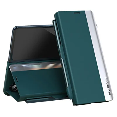 For Samsung Galaxy Z Fold8 Ultra Case Stand Leather Phone Cover with Pen Holder - Green