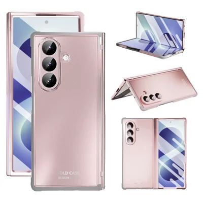 För Samsung Galaxy Z Fold8 Hölje Heltäckande PC + TPU Antislags Telefonhölje med Härdat Glas Framre Folie - Rosa