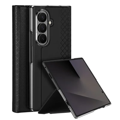 DUX DUCIS for Samsung Galaxy Z Fold8 Ultra Case  Bril Series Leather+PC Phone Cover with Stand - Black