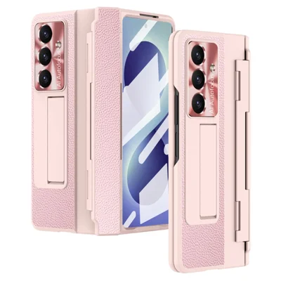 För Samsung Galaxy Z Fold8 Skal Läder + PC Helskals Skyddande Telefonhölje med Skärmskydd - Rosa