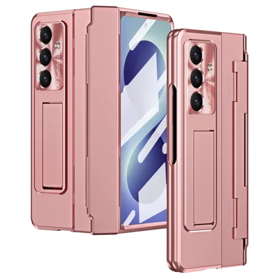 För Samsung Galaxy Z Fold8 Skal Häftskydd Hård PC Telefonhölje med Skärmskydd - Rosenblandat guld