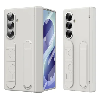 For Samsung Galaxy Z Fold8 Ultra Case Kickstand Wristband PC Phone Cover with Tempered Glass Film - White