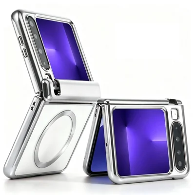 Capa Transparente com Suporte de Anel Rotativo Magnético para Huawei Pura X - Prata