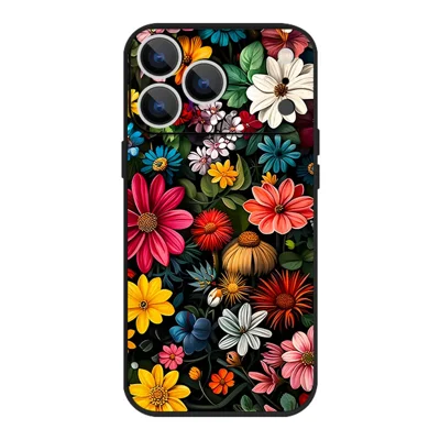 For iPhone 17 Pro Max Magnetic Case UV Print Floral Pattern Precise Camera Cutout Liquid Silicone Protective Cover - PB319