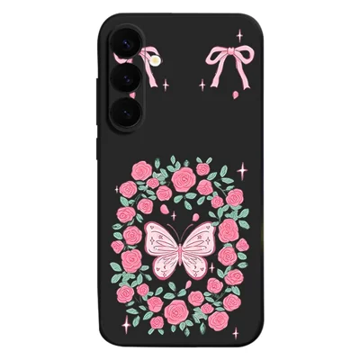 For Samsung Galaxy A17 4G / A17 5G Magnetic Case UV Printing Butterfly Pattern Liquid Silicone Scratch Resistant Phone Cover - GA889B1ZX