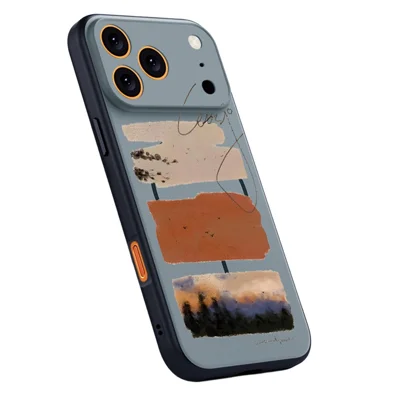 لـ iPhone 17 Pro غطاء مغناطيسي مقاوم للصدمات بطباعة يو في ونمط هندسي من مادة البولي كربونات + مادة TPU - PB649B1