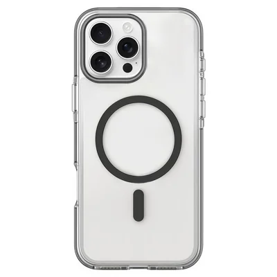 Coque magnétique pour iPhone 16 Pro Max, coque transparente en PC TPU TPE avec protection antichoc compatible MagSafe - Noir