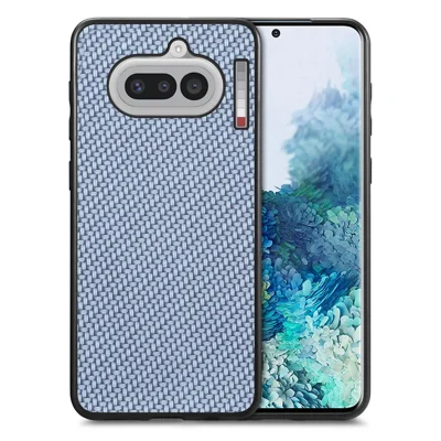 Cover per Nothing Phone (4a) con Texture in Fibra di Carbonio, Rivestimento in PU Leather + PC + TPU - Blu